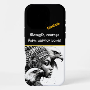 Majestic warrior adorned with eagles in tribal art iPhone 16 pro max case