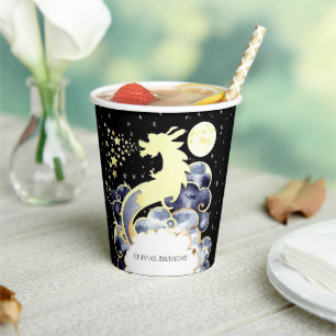 Majestic Watercolor Dragon Birthday Paper Cups