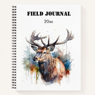 Majestic Watercolor Elk Portrait, custom Notebook