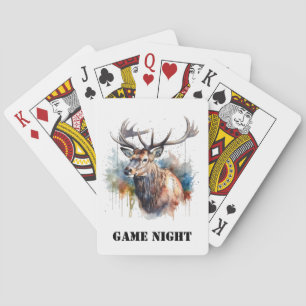 Majestic Watercolor Elk Portrait, custom Playing Cards