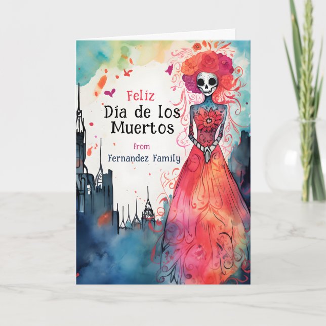 Majestic Watercolor Memories: Dia de Muertos Holiday Card (Front)