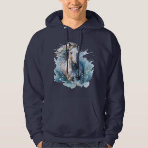 Majestic Watercolor White Horse Hoodie