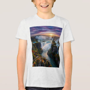 Majestic Waterfall and Rainbow Artistic Kids T-Shi Tri-Blend Shirt
