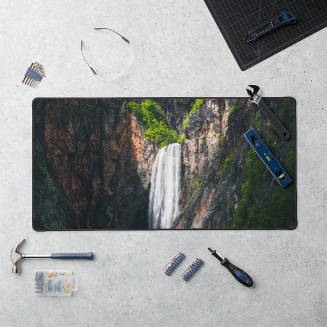 Majestic waterfall Boka in spring glory Desk Mat (Workstation)