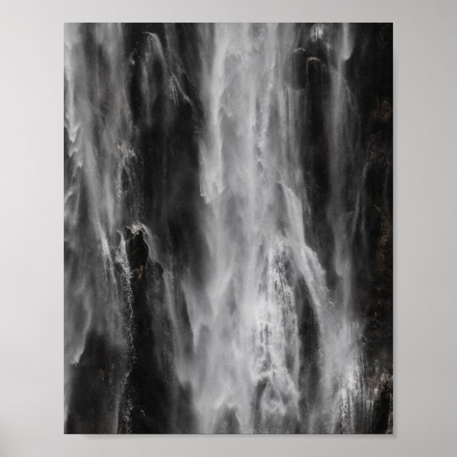 Majestic waterfall Boka, Slovenia in black and whi Poster (Front)