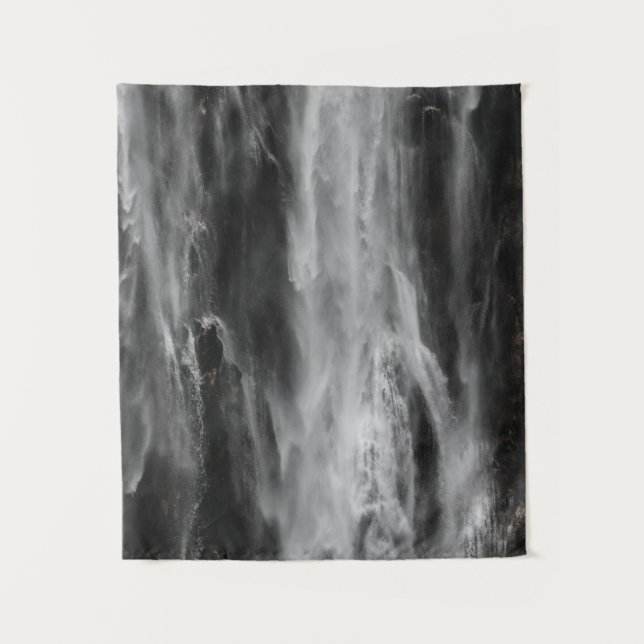 Majestic waterfall Boka, Slovenia in black and whi Tapestry (Front)