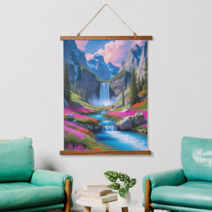 Majestic Waterfall & Mountain Landscape  Hanging Tapestry
