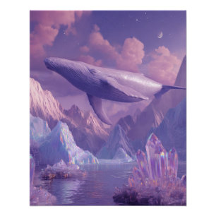 Majestic Whale Dreamscape in Violet Skies Poster