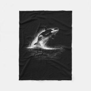 Majestic Whale Orca Jump Ocean Scene Fleece Blanket