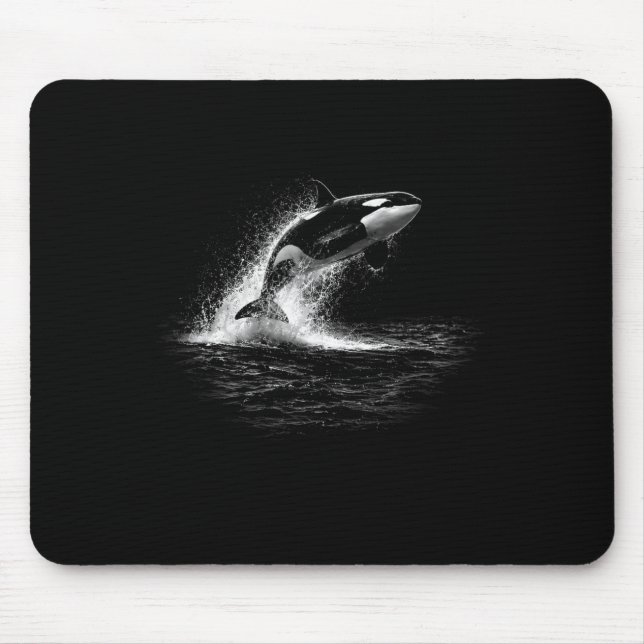 Majestic Whale Orca Jump Ocean Scene Mouse Pad (Front)