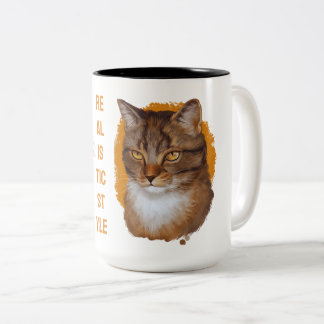 Majestic Whiskers — Golden Gaze Cat Portrait Two-Tone Coffee Mug