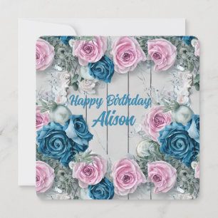 Majestic White Brick Shabby Nautica Pale Pink  Holiday Card
