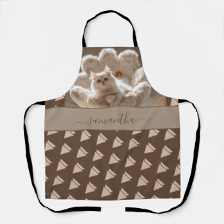 Majestic white cat apron