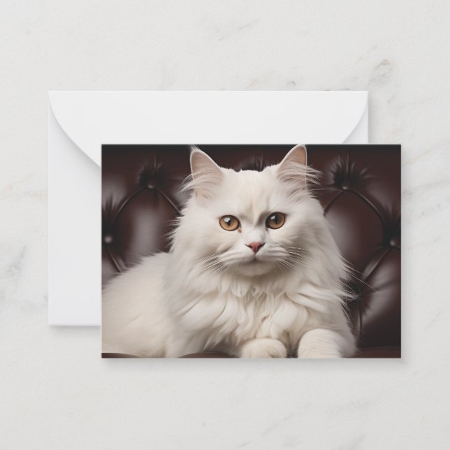 Majestic white cat card (Front)