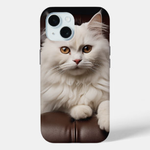 Majestic white cat iPhone 15 case