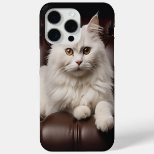 Majestic white cat iPhone 15 pro max case