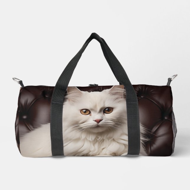 Majestic white cat duffle bag (Front)