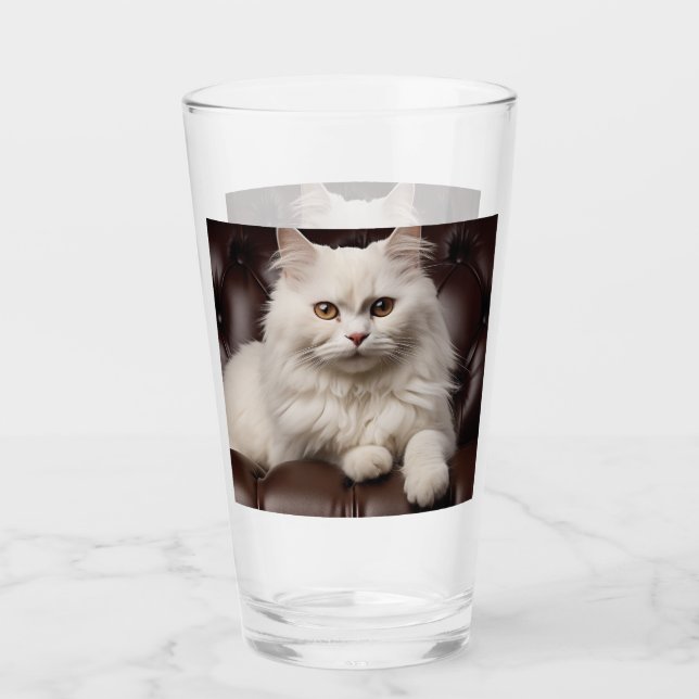Majestic white cat glass (Front)