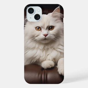 Majestic white cat iPhone 15 plus case