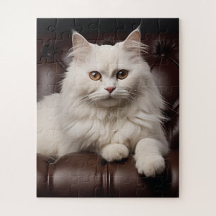 Majestic white cat jigsaw puzzle