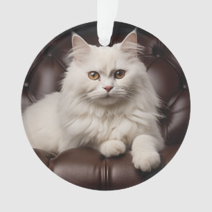 Majestic white cat ornament