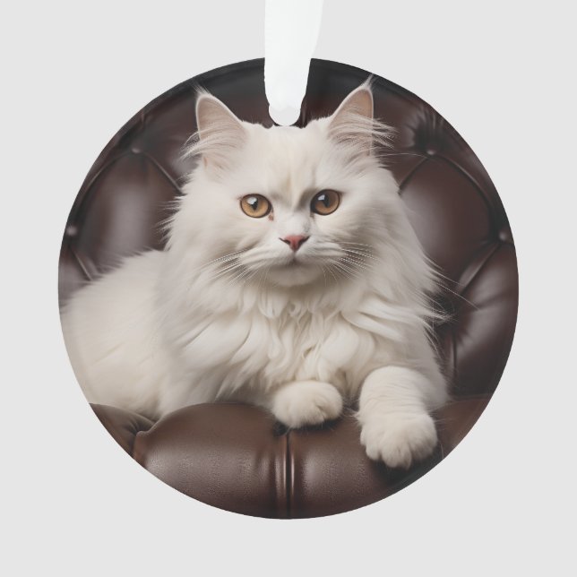 Majestic white cat ornament (Front)