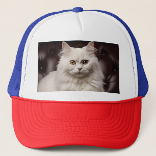Majestic white cat trucker hat
