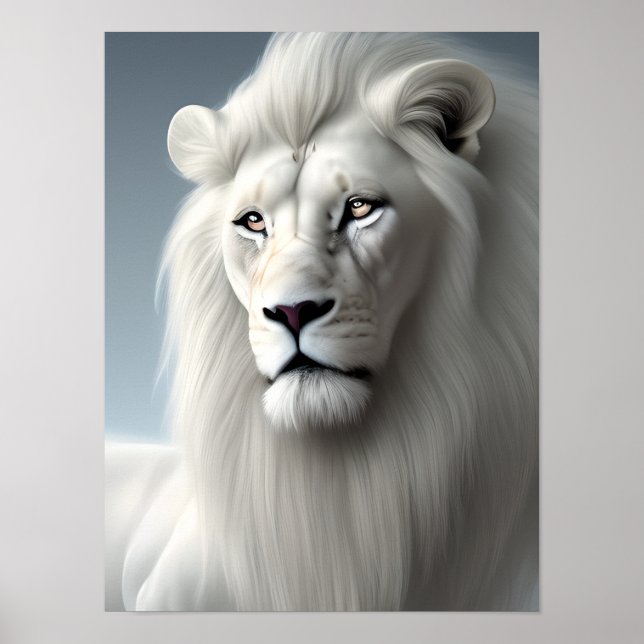 Majestic White Lion Art Poster (Front)