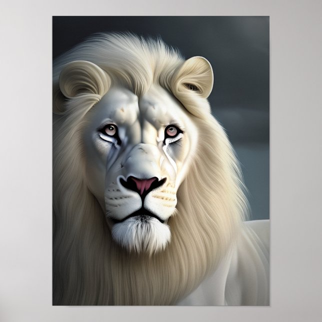 Majestic White Lion Art Poster (Front)
