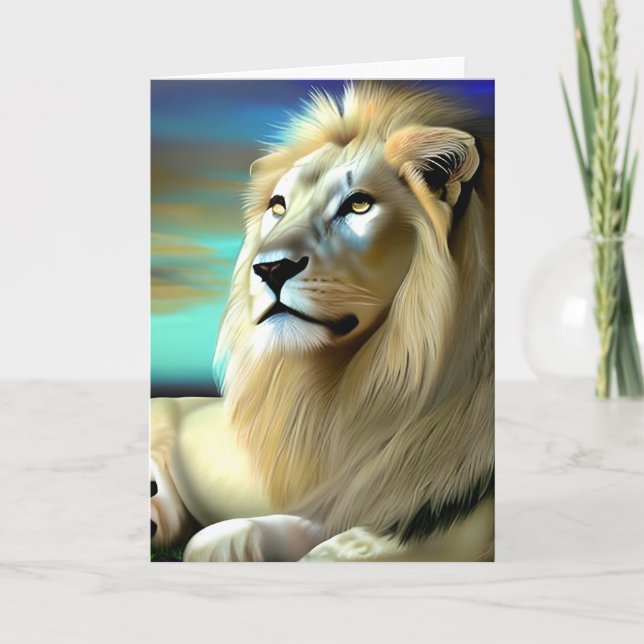 Majestic White Lion Ethereal Art Card (Front)