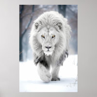 Majestic White Lion in Winter Wonderland Design