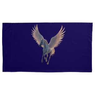 Majestic White Pegasus Flying in Night Sky Fantasy Pillowcase
