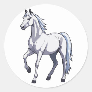 Majestic White Stallion - Graceful Horse Classic Round Sticker