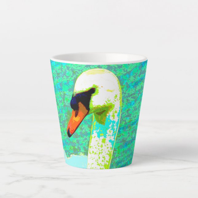 Majestic White Swan Head   Latte Mug (Front)