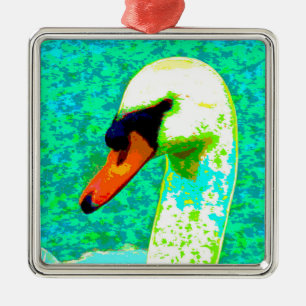 Majestic White Swan Head Metal Tree Decoration