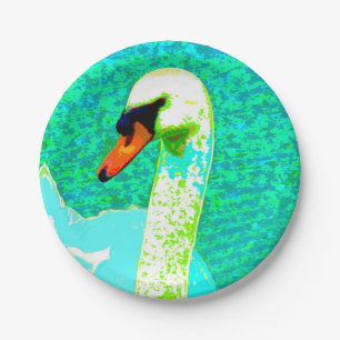 Majestic White Swan Head   Paper Plate