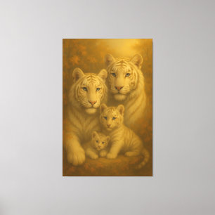 Majestic White Tiger Family – Fine Art Canvas Prin