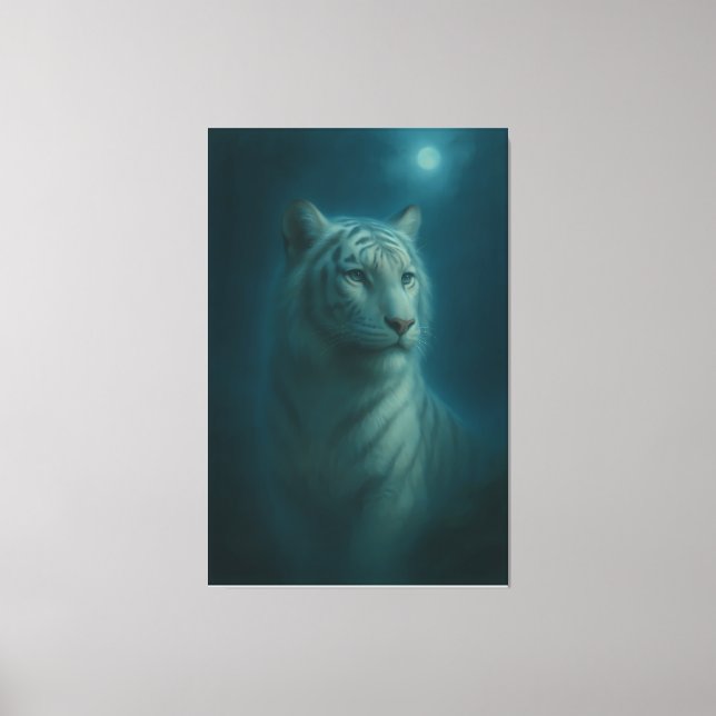 Majestic White Tiger – Fine Art Portrait Canvas Print (Front)