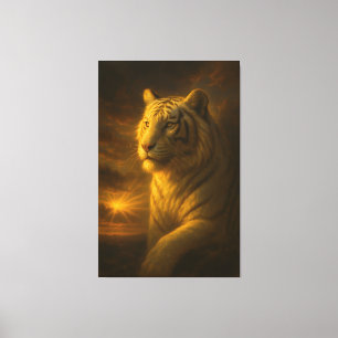 Majestic White Tiger in Golden Light Canvas Print