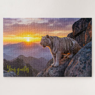 Majestic White Tiger Sunset Jigsaw Puzzle