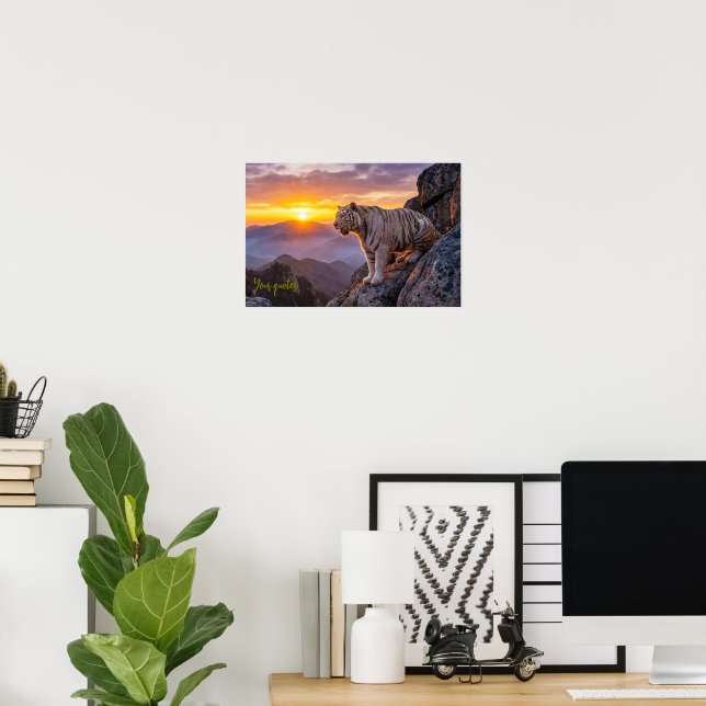 Majestic White Tiger Sunset  Poster (Home Office)