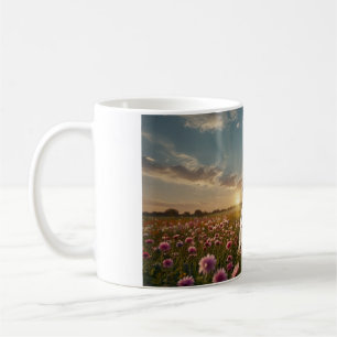Majestic White Unicorn in a Mystical Floral Field  Coffee Mug