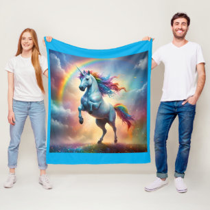 Majestic White Unicorn Rearing, Fleece Blanket