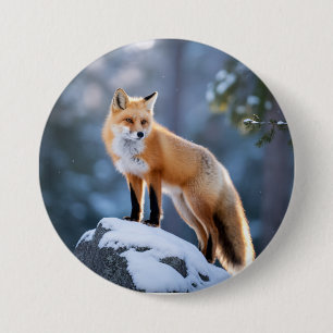 Majestic Winter Fox Photography 7.5 Cm Round Badge