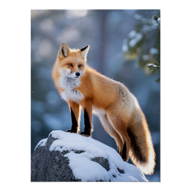 Majestic Winter Fox Photography Poster (Front)