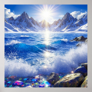 Majestic Winter Landscape of Ocean Waves  Poster