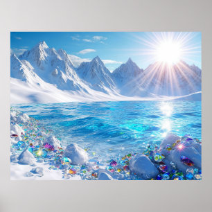 Majestic Winter Landscape of Ocean Waves  Poster