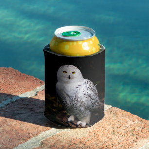 Majestic winter snowy owl can cooler