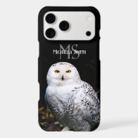 Majestic winter snowy owl monogram custom name