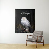 Majestic winter snowy owl monogram custom name